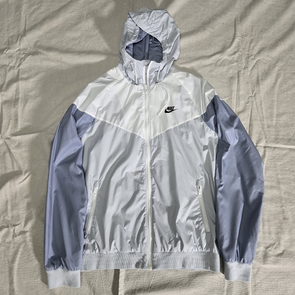 Nike White and Gray Windbreaker Jacket